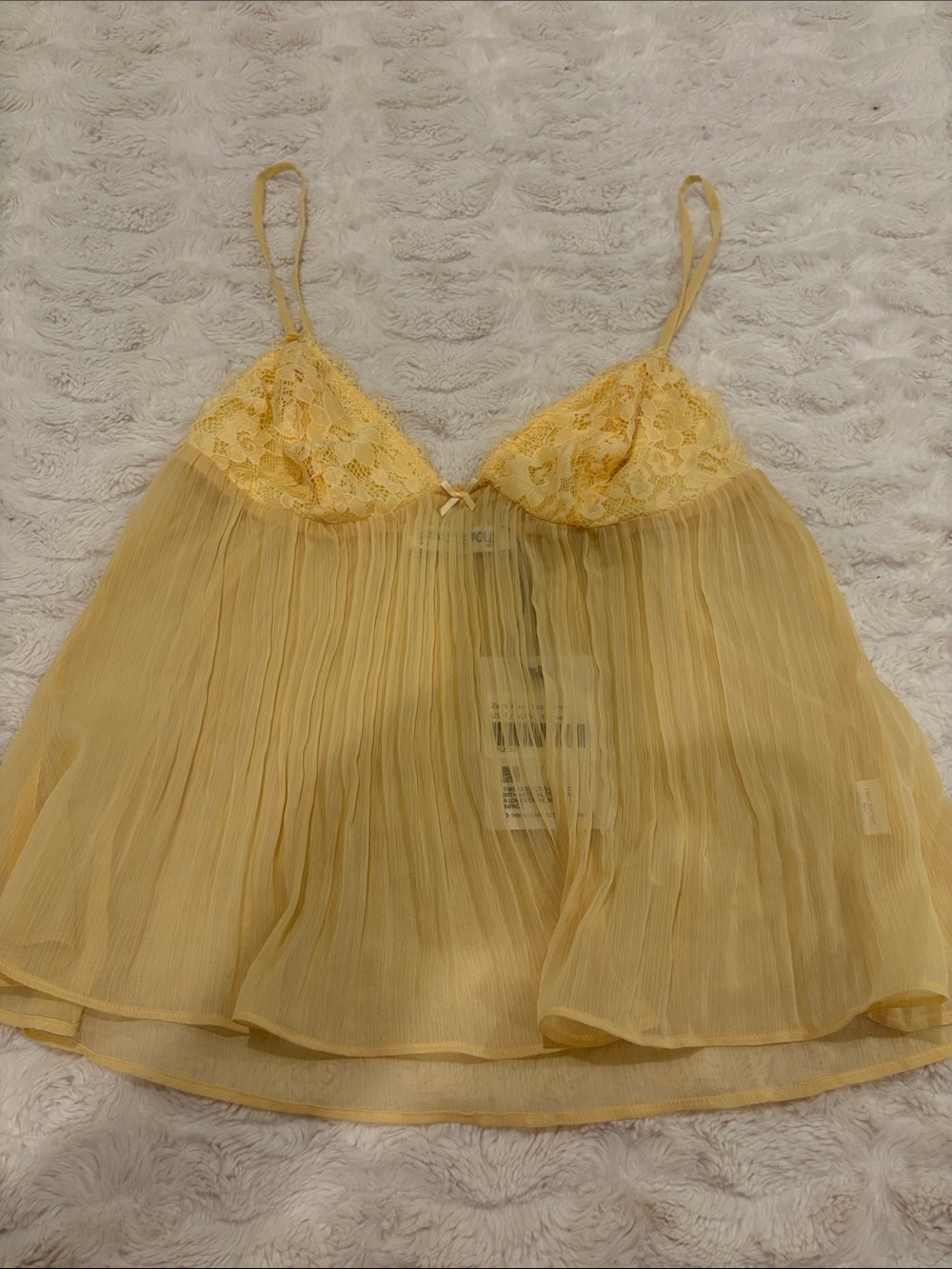 Princess Polly Yellow Lace & Chiffon Pleated Babydoll